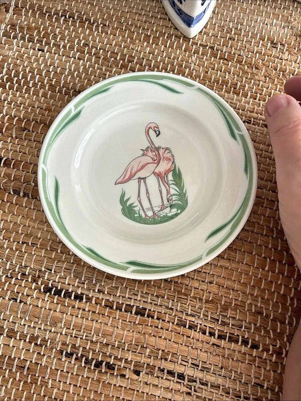 Mayer china Marsh Birds Pink Flamingo Salad Plate White & Green